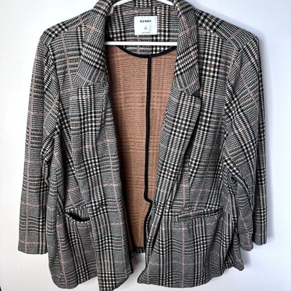 Old Navy Womens Boyfriend Fit Houndstooth Unstructured Blazer Size 3X - Picture 2 of 11